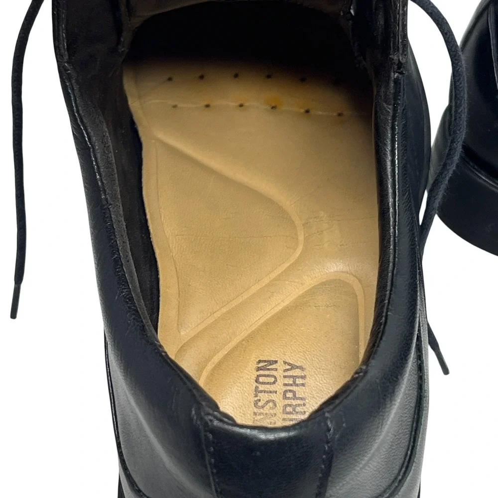 Johnston & Murphy Mens Black Leather Dress Shoes Lace‎ Up Square Toe Size 11M
